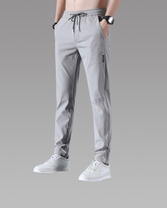 "FlexFit™ NS Lycra Men's Track Pants – Grey Melange | Lightweight &amp; Stretchable"