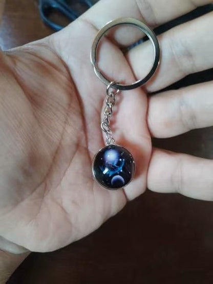 Zodiac Gemstone Keychain – Stylish Astrological Key Ring for Luck, Energy &amp; Gifting