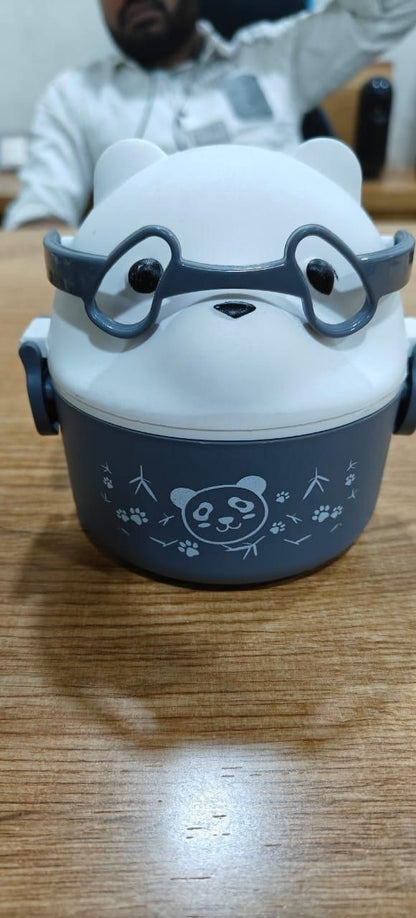 “TeddyBento™ Leakproof Cartoon Tiffin Box – Cute Eyeglass Bear Lunch Container for Kids”
