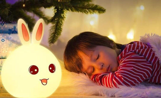Silicone Open-Eye Bunny Touch Lamp | 7-Color USB Rechargeable Night Light