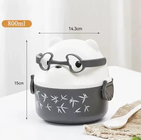 “TeddyBento™ Leakproof Cartoon Tiffin Box – Cute Eyeglass Bear Lunch Container for Kids”