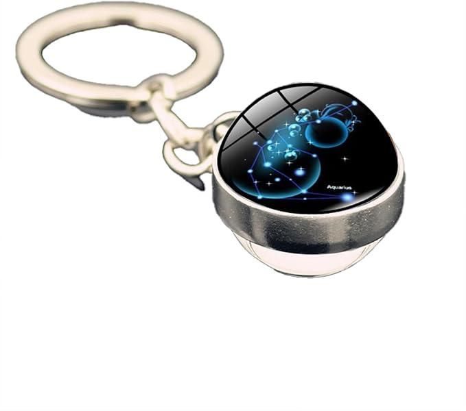 Zodiac Gemstone Keychain – Stylish Astrological Key Ring for Luck, Energy &amp; Gifting