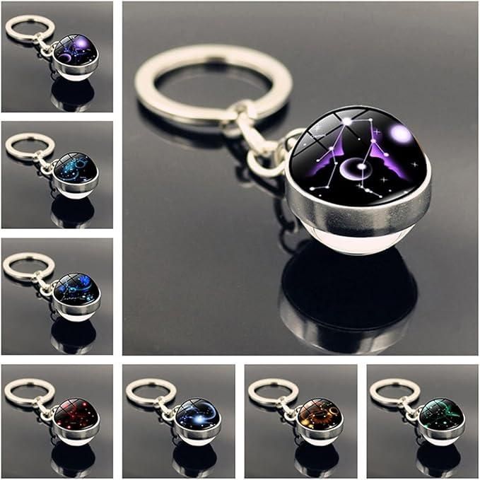 Zodiac Gemstone Keychain – Stylish Astrological Key Ring for Luck, Energy &amp; Gifting
