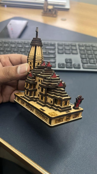 “Divinora™ Wooden Mini Temple Showpiece – Traditional Gift