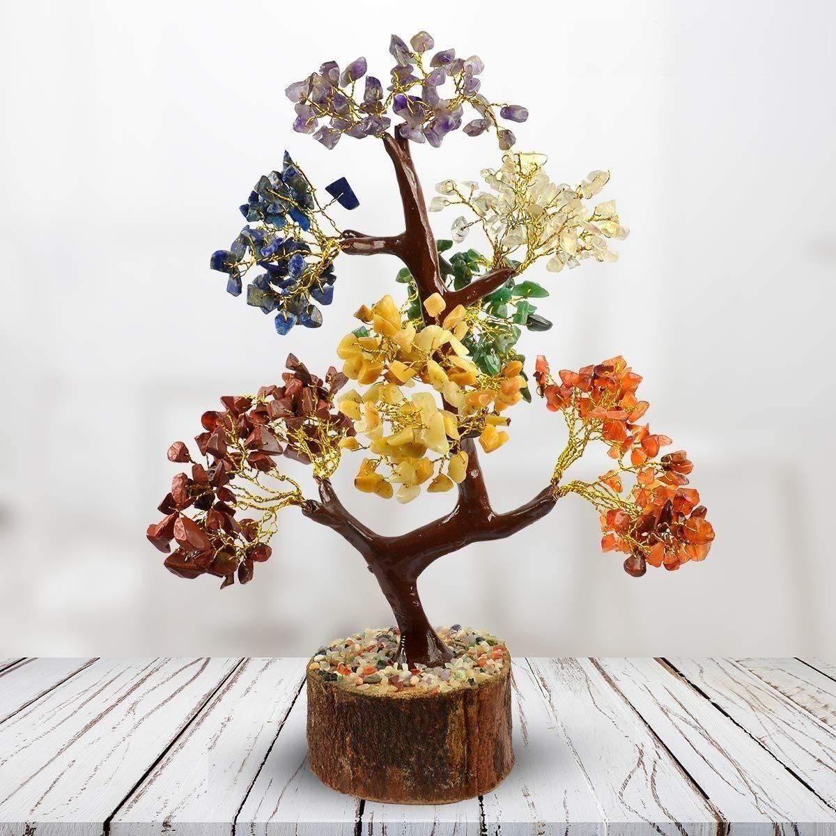7 Chakra Natural Gemstone Crystal Tree – Healing Crystal Bonsai for Positivity, Balance &amp; Home Decor