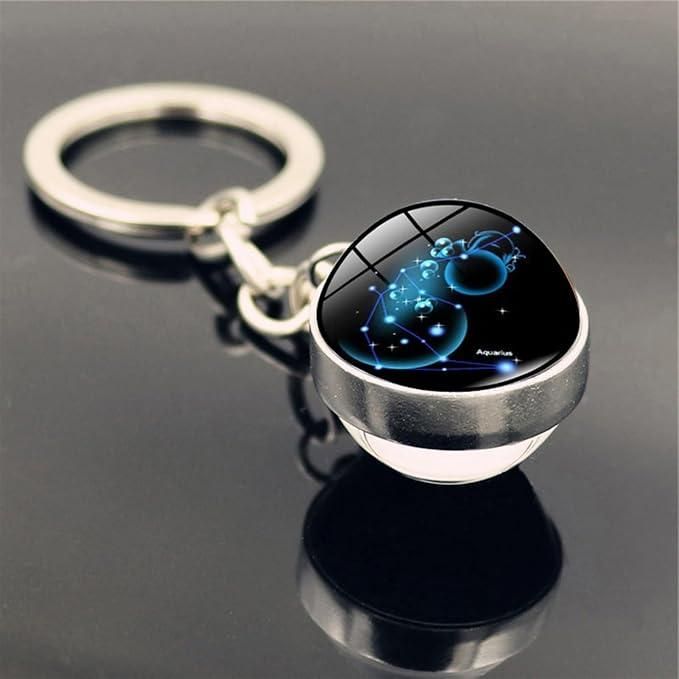 Zodiac Gemstone Keychain – Stylish Astrological Key Ring for Luck, Energy &amp; Gifting