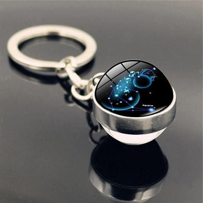 Zodiac Gemstone Keychain – Stylish Astrological Key Ring for Luck, Energy &amp; Gifting